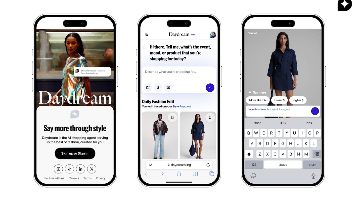 Three images of Daydream in action on smartphones.